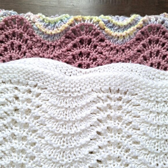 Handmade White and Pink Lap Blanket - Picture 5 of 5